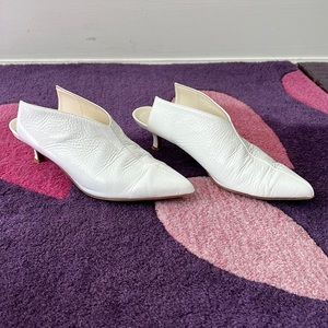 Tibi white patent mule booties, size 37.5